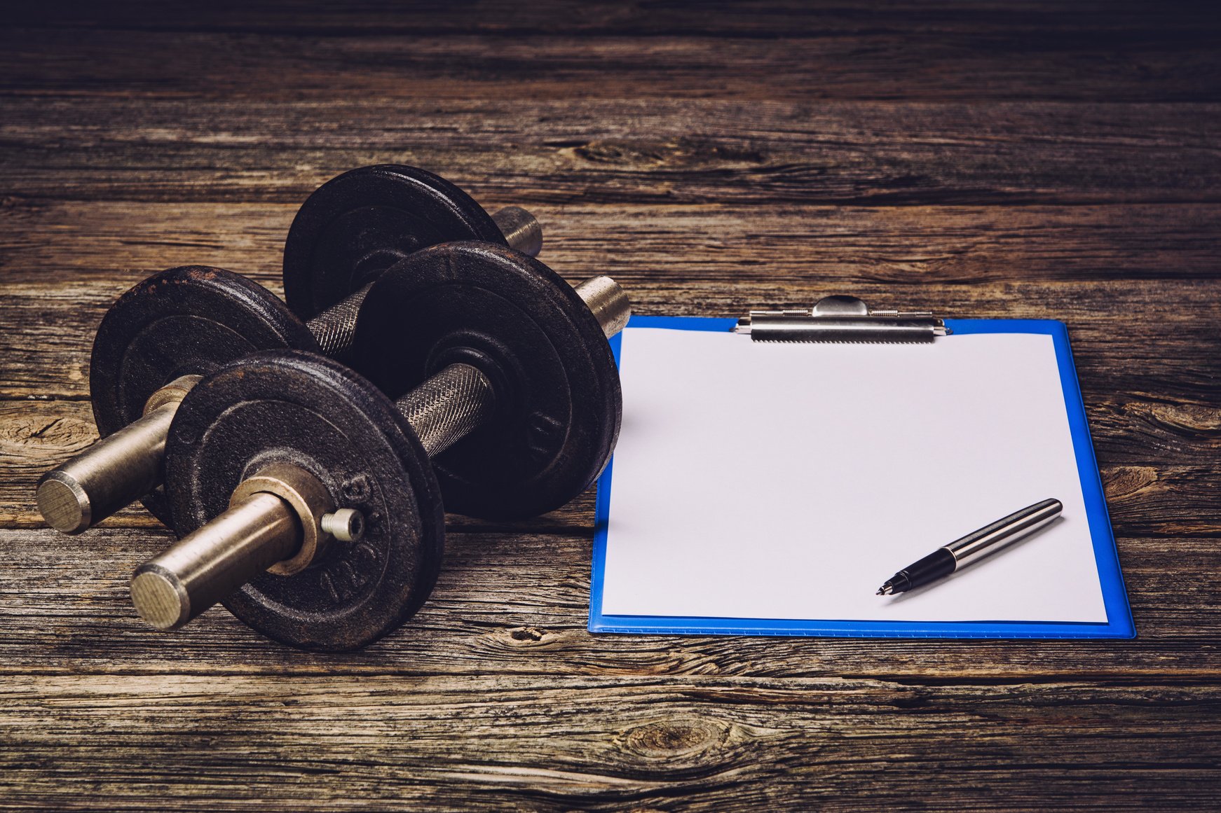 Fitness training plan or diet. Blank paper page